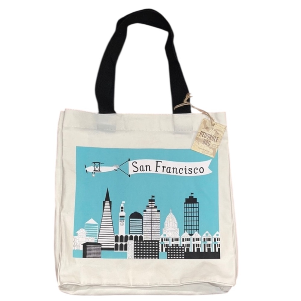 San Francisco Skyline Tote Bag - White and Black